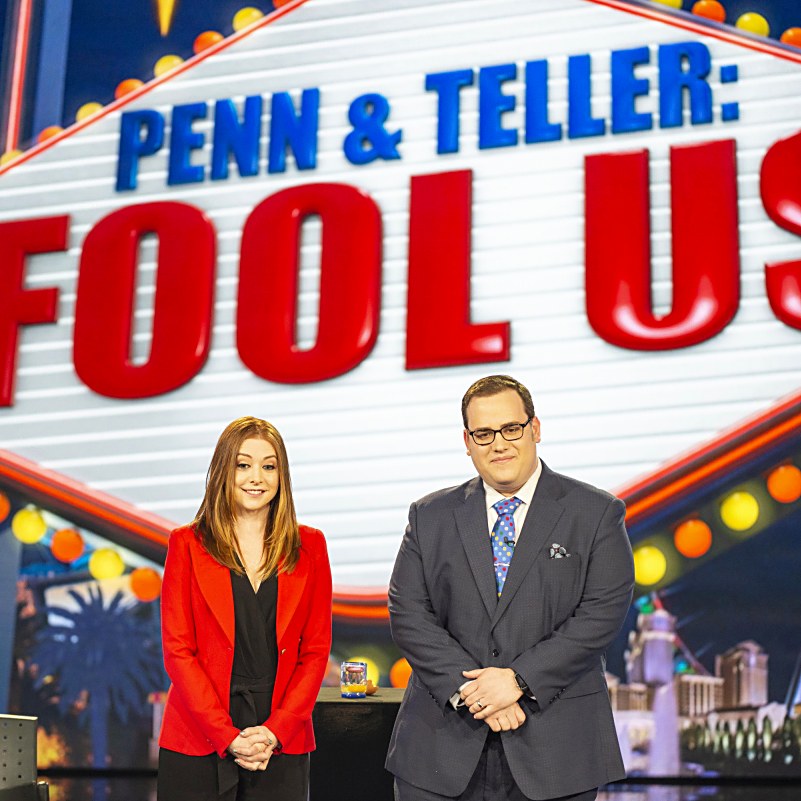 Scott Green on the Penn & Teller: Fool Us stage with Alyson Hannigan